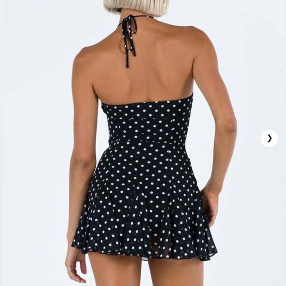 *NWT* Princess Polly Delamere Mini Dress - Black & White Polka Dot - Picture 2 of 5